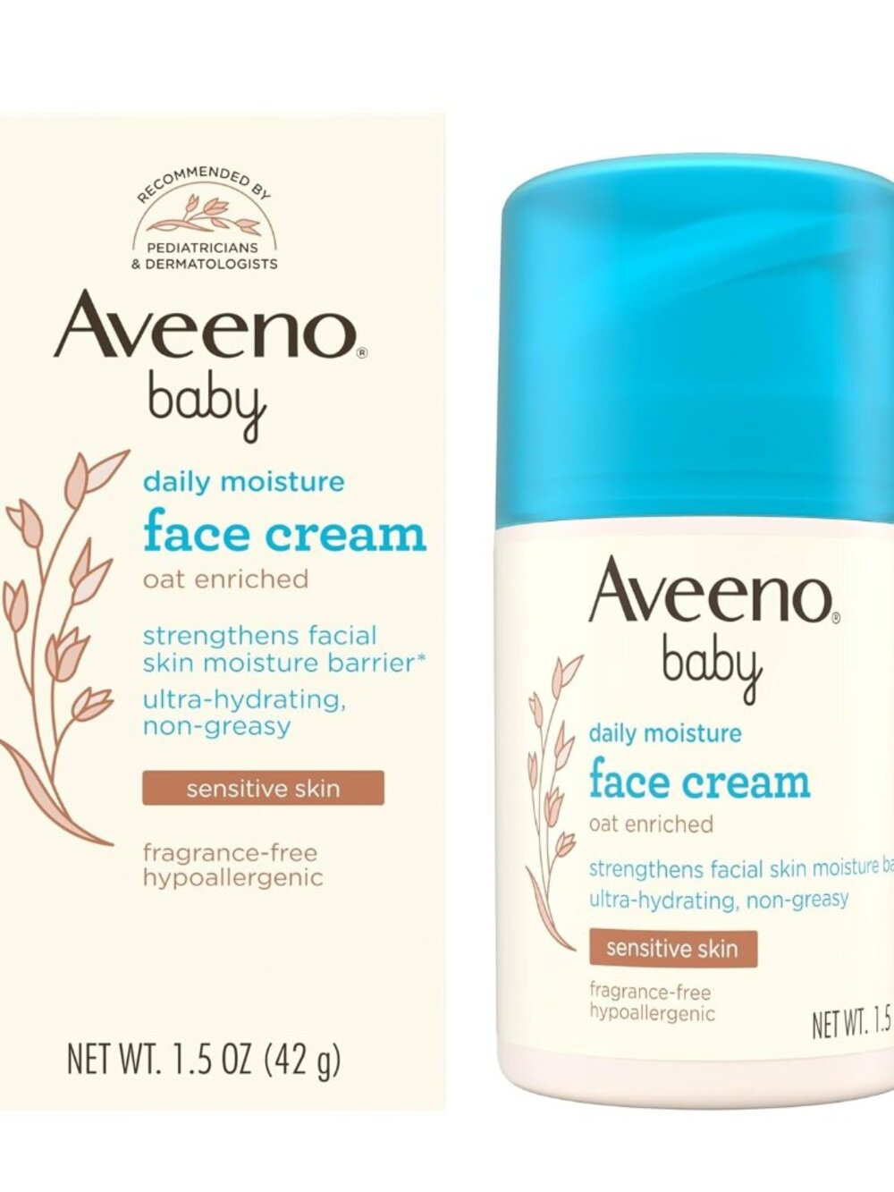 Aveeno Baby Daily Moisture Face Cream for Sensitive Skin, 1.5 oz New Sealed